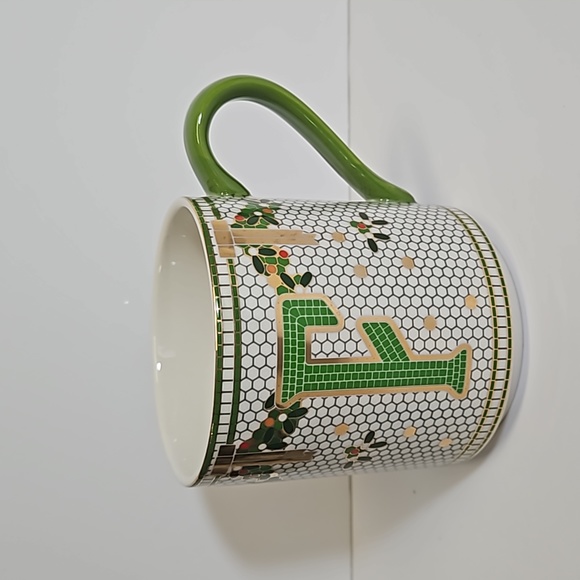 Anthropologie Limited Edition Festive bistro tile monogram mug initial F - Picture 2 of 8